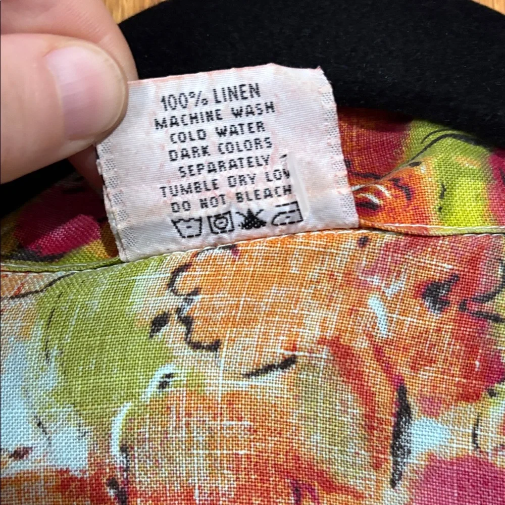 100% linen vintage 90s Y2k artsy floral cropped button up jacket‎ phoebe